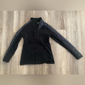 Black Long Sleeve Top with Quilted Sleeves